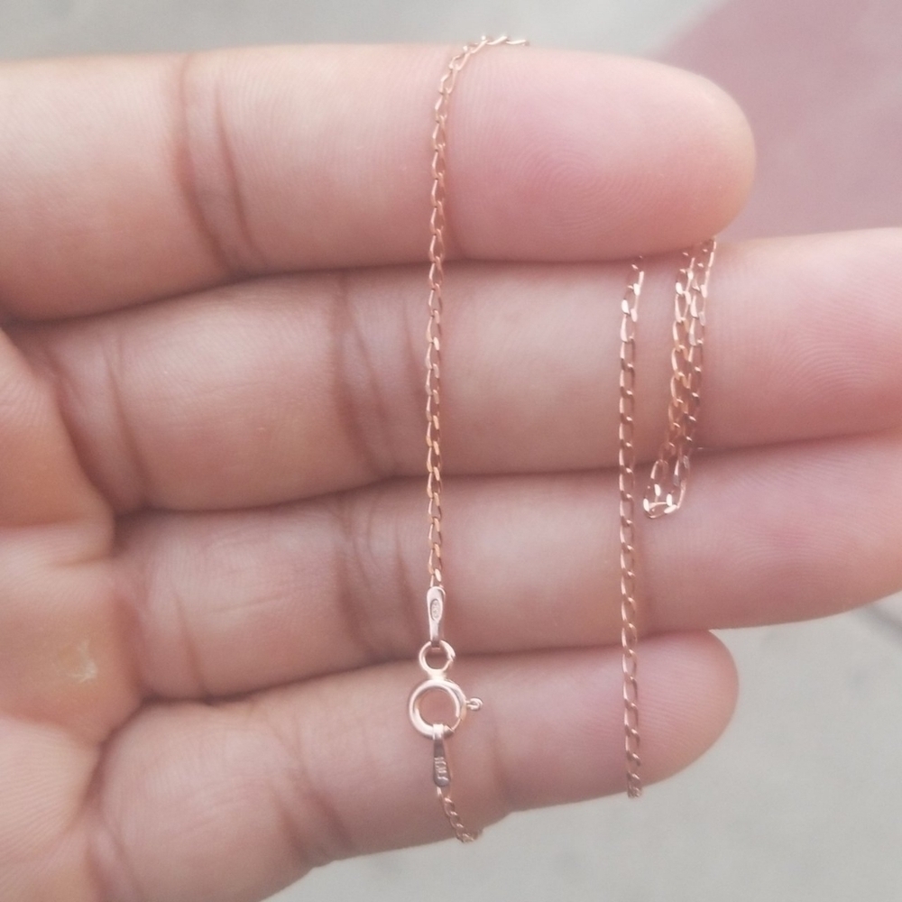 14k Rose Gold Sterling Silver Long Curb chain